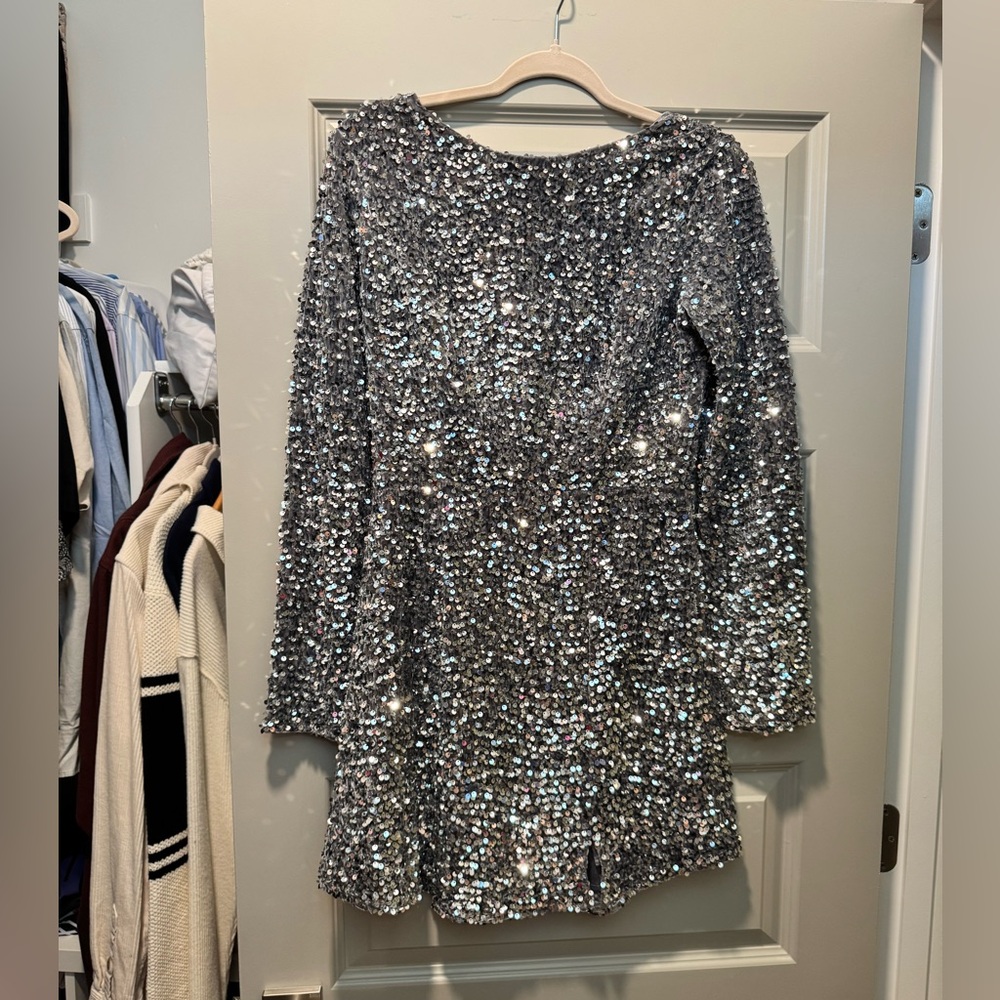 Princess Polly Shimmering Silver Sequin Mini Dress